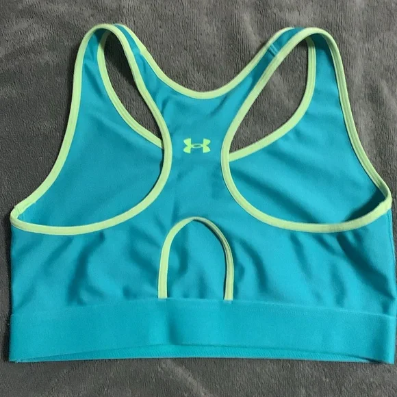 🦋Bundle 3 for $15 Under Armour Blue/Green Sports Bra Moisture-Wicking Racerback - Picture 2 of 3